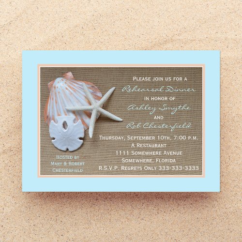 Beach Theme Rehearsal Dinner Invitation