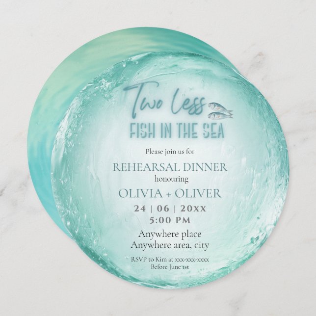 Beach theme rehearsal dinner invitation (Front/Back)