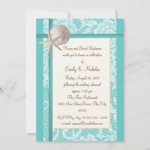 Beach Theme Rehearsal Dinner Card