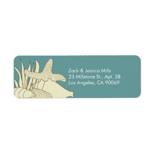 Beach Theme Return Address Labels - Creme & Blue