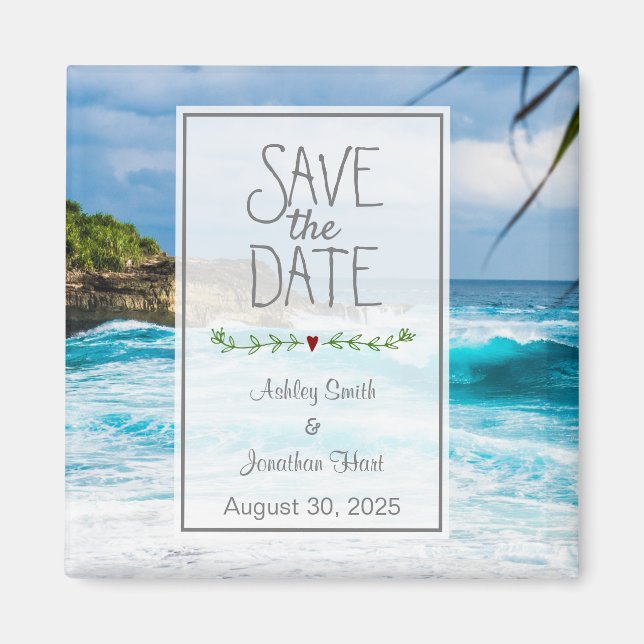 Beach Theme Save the Date Magnet (Front)