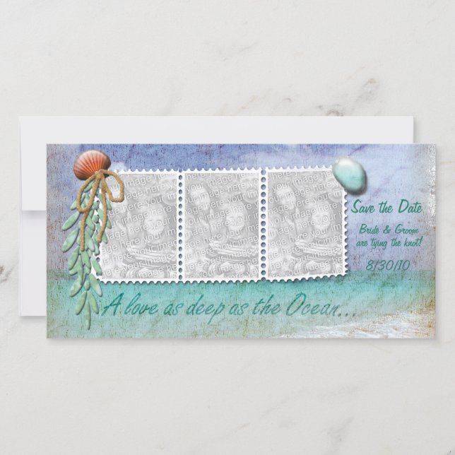 Beach Theme Save the Date Photo Cards (Front)