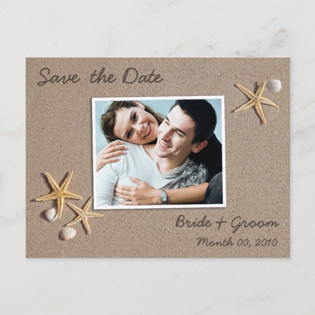 Beach Theme Save the Date Photo Postcards (Front)