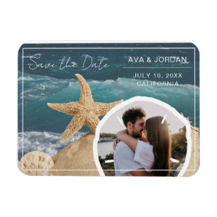 Beach Theme Save the Date Photo Wedding Magnet