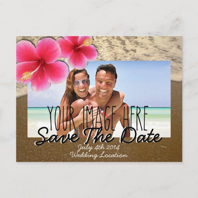 Beach Theme Save The Date Post Card (Front)
