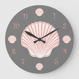 Beach Theme Scallop Shell Large Clock