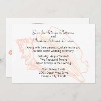 Beach Theme Seashell Wedding Invitation by Myweddingday at Zazzle