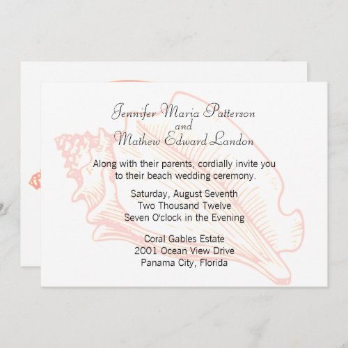 Beach Theme Seashell Wedding Invitation