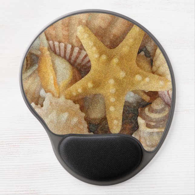 Beach Theme Seashells And Starfish Gel Mouse Pad (Front)
