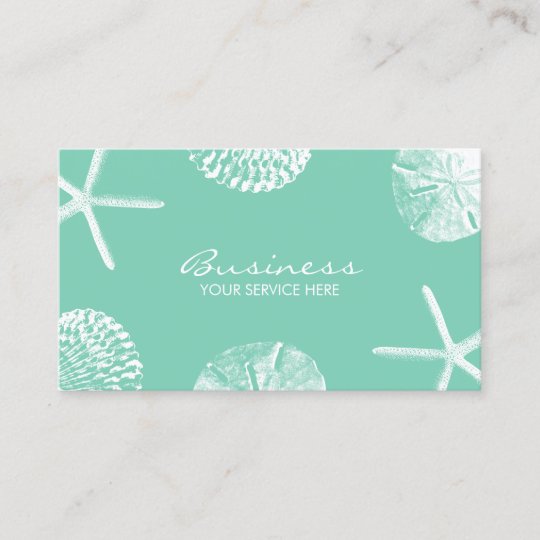 Beach Theme Seashells Stylish Mint Green Business Card | Zazzle.com