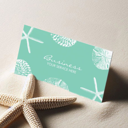 Beach Theme Seashells Stylish Mint Green Business Card