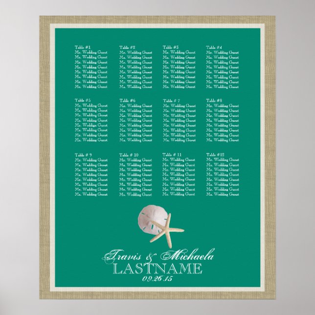 Beach Theme Seat Chart with Changable Color (Front)