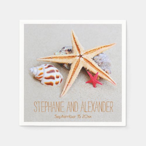 Beach Theme Starfish and Seashell Paper Napkins