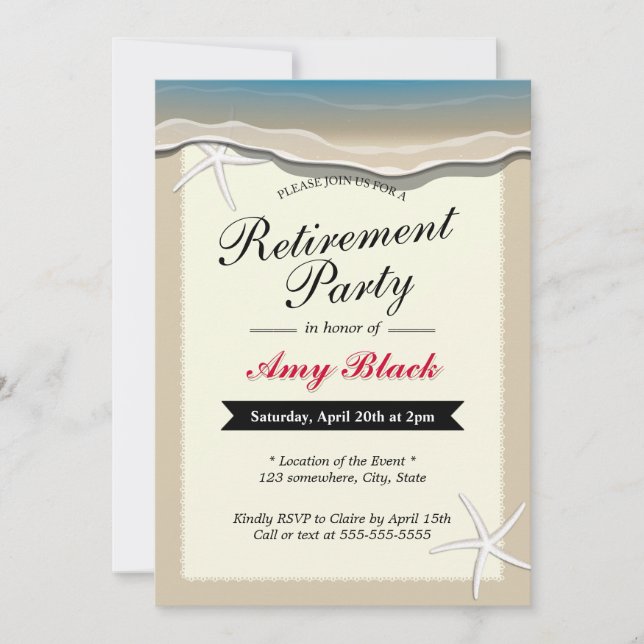 Beach Theme Starfish Retirement Party Invitation (Front)