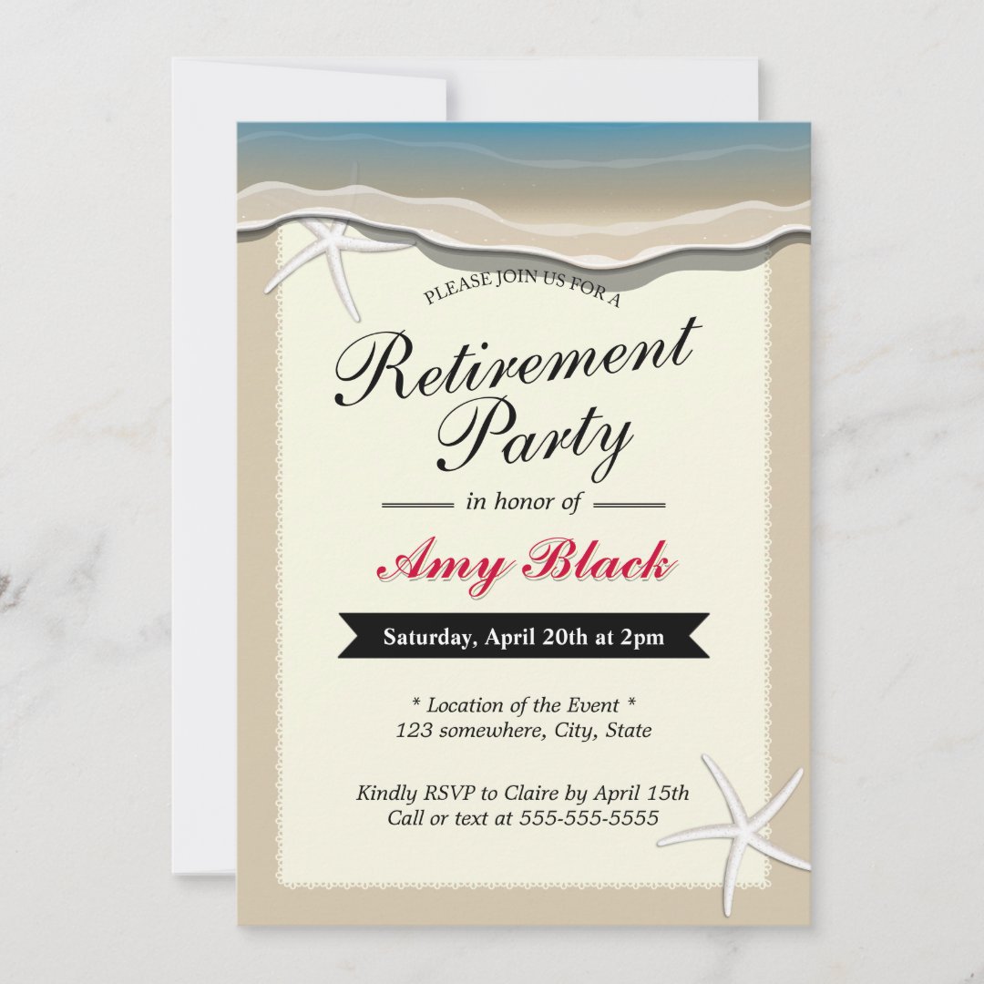 Beach Theme Starfish Retirement Party Invitation | Zazzle