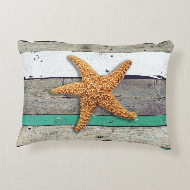 Beach Theme Starfish Wedding Rustic Accent Pillow (Back)