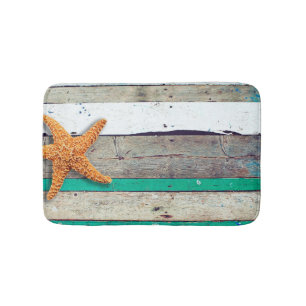 Beach Theme Starfish Wedding Rustic Bathroom Mat