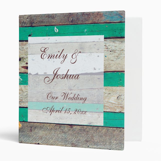Beach Theme Starfish Wedding Rustic Binder (Front/Inside)