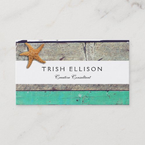 Beach Theme Starfish Wedding Rustic Business Card