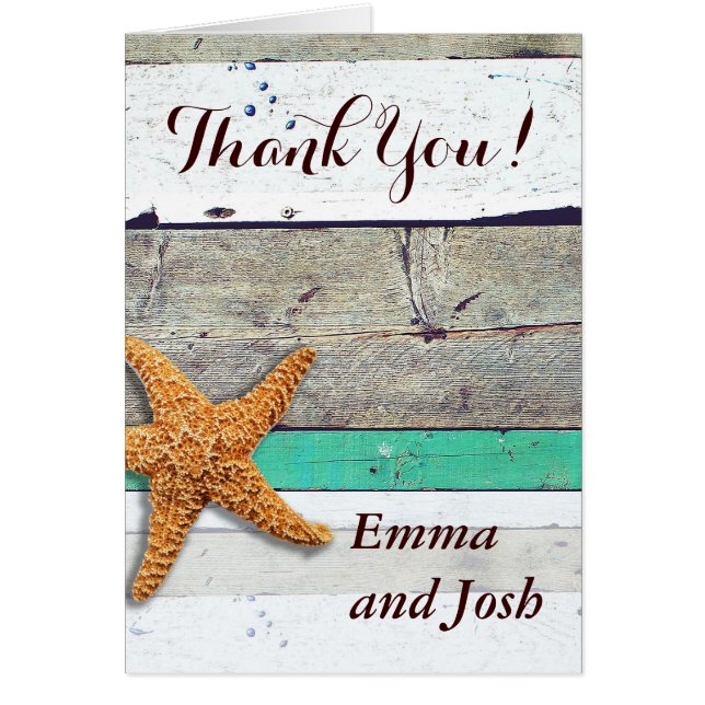 Beach Theme Starfish Wedding Rustic Cards (Front)