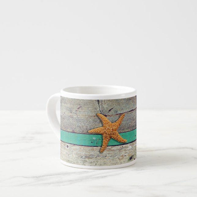 Beach Theme Starfish Wedding Rustic Espresso Cup (Front Left)