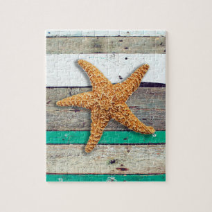 Beach Theme Starfish Wedding Rustic Jigsaw Puzzle