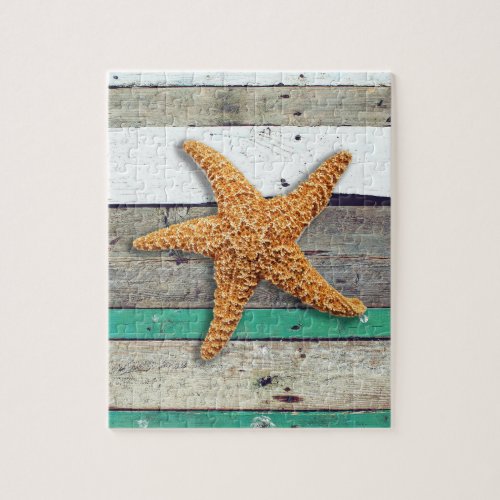 Beach Theme Starfish Wedding Rustic Jigsaw Puzzle