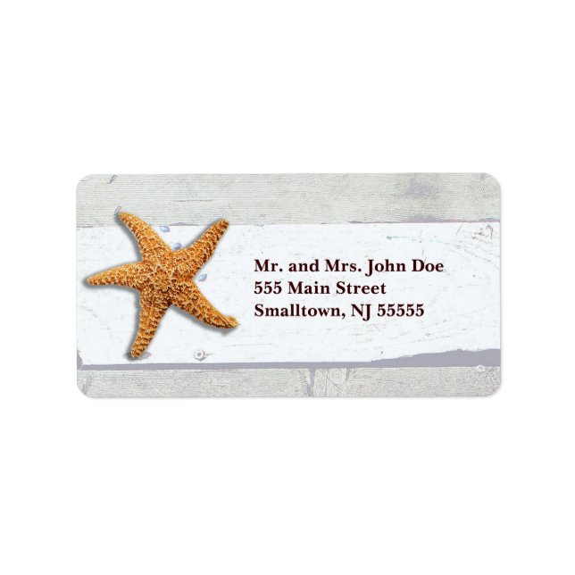 Beach Theme Starfish Wedding Rustic Label (Front)