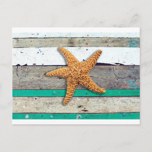 Beach Theme Starfish Wedding Rustic Postcard