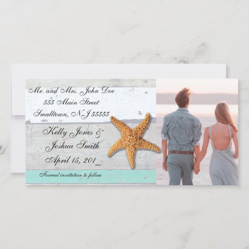 Beach Theme Starfish Wedding Rustic Save The Date
