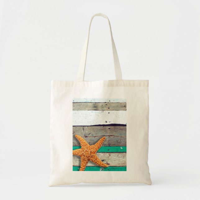 Beach Theme Starfish Wedding Rustic Tote Bag (Front)