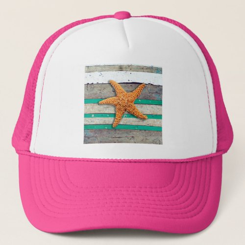 Beach Theme Starfish Wedding Rustic Trucker Hat