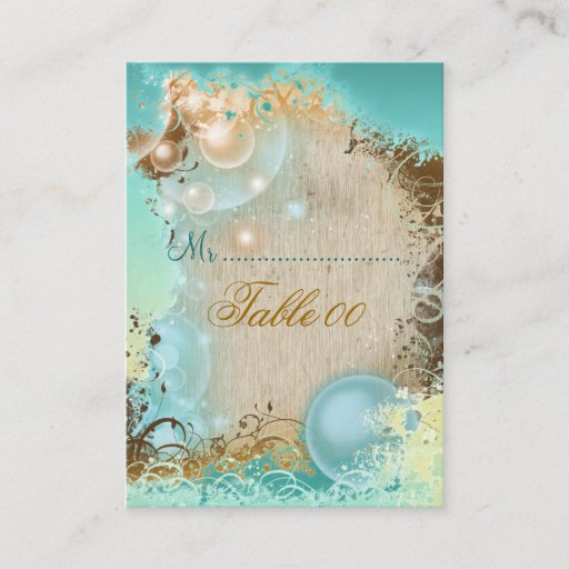 Customizable Beach theme table placement cards business card template
