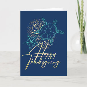 Beach Theme Thanksgiving Seaside Holiday Card