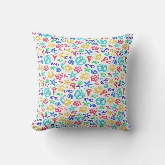 Beach Theme Throw Pillow (Front)