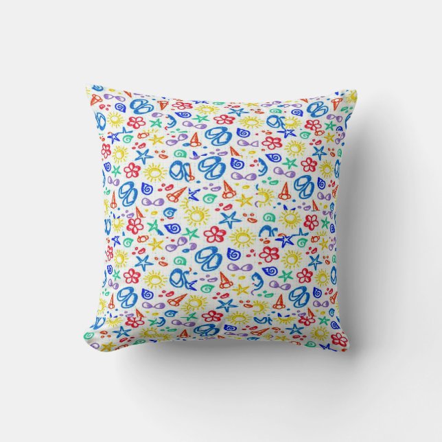 Beach Theme Throw Pillow (Front)