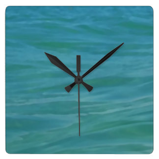 Beach Themed Wall Clocks | Zazzle - Beach Theme Tropical Blue Green Aquamarine Waves Square Wall Clock