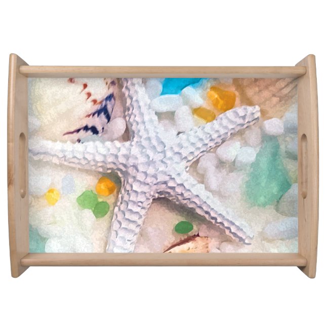 Beach Theme Tropical Graphic Serving Tray (Front)