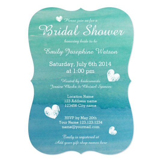 Beach Theme Watercolor Bridal Shower Invitations Zazzle Com