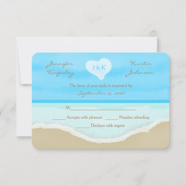 Beach Theme Watercolor RSVP Wedding Invitation (Front)