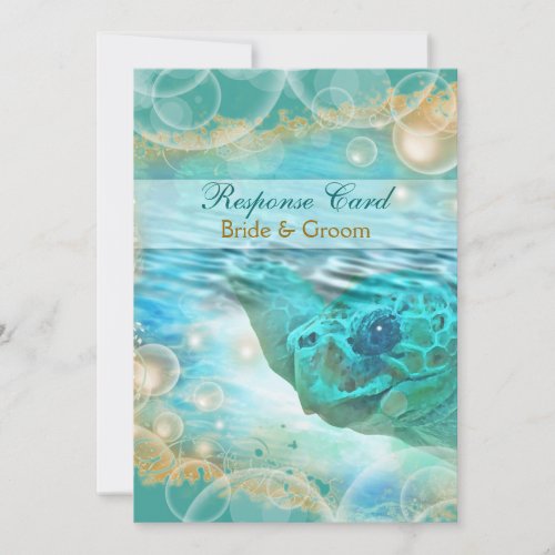 Beach theme wedding blue ivory response personalized invitations