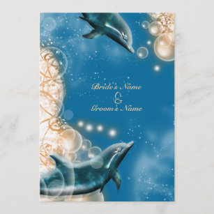 Beach theme - wedding dolphin elegant party invitation