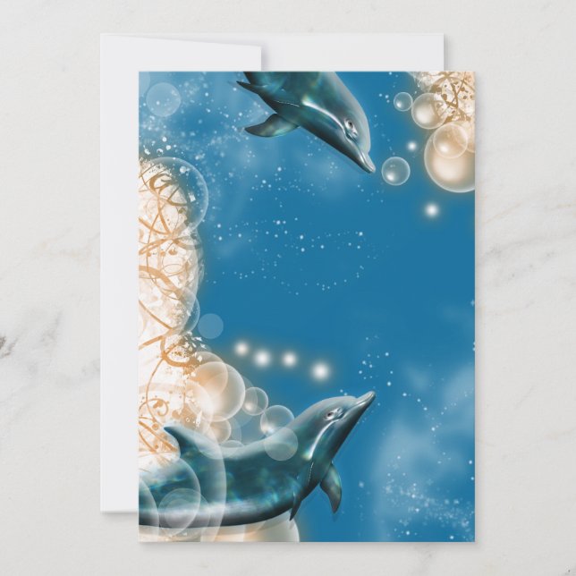 Beach theme - wedding dolphin elegant party invitation (Front)