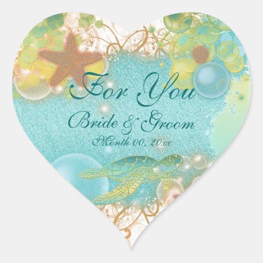 Beach Theme Wedding Favor For You Heart Sticker