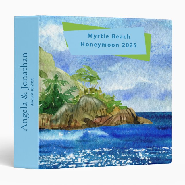 Beach Theme Wedding/Honeymoon 3 Ring Binder (Front/Spine)