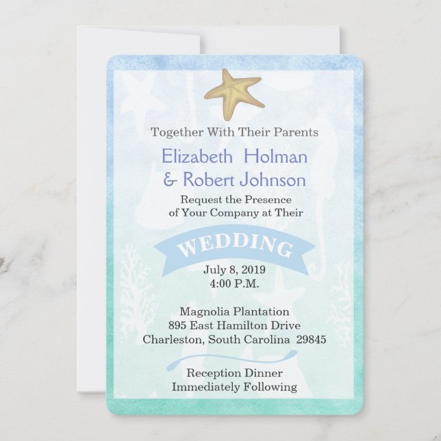 Beach Theme Wedding Invitation (Front)