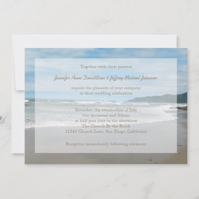 Beach Theme Wedding Invitations, Sandy Beach Invitation (Front)
