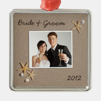 Beach Theme Wedding Photo Ornament