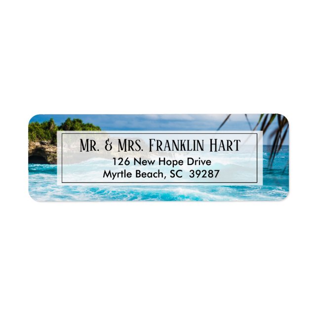 Beach Theme Wedding  Return Address Label (Front)