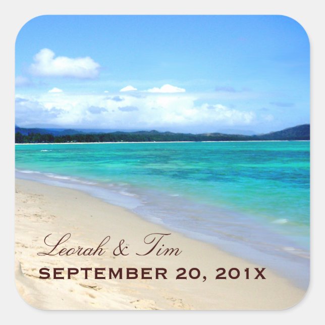 Beach theme wedding stickers (Front)